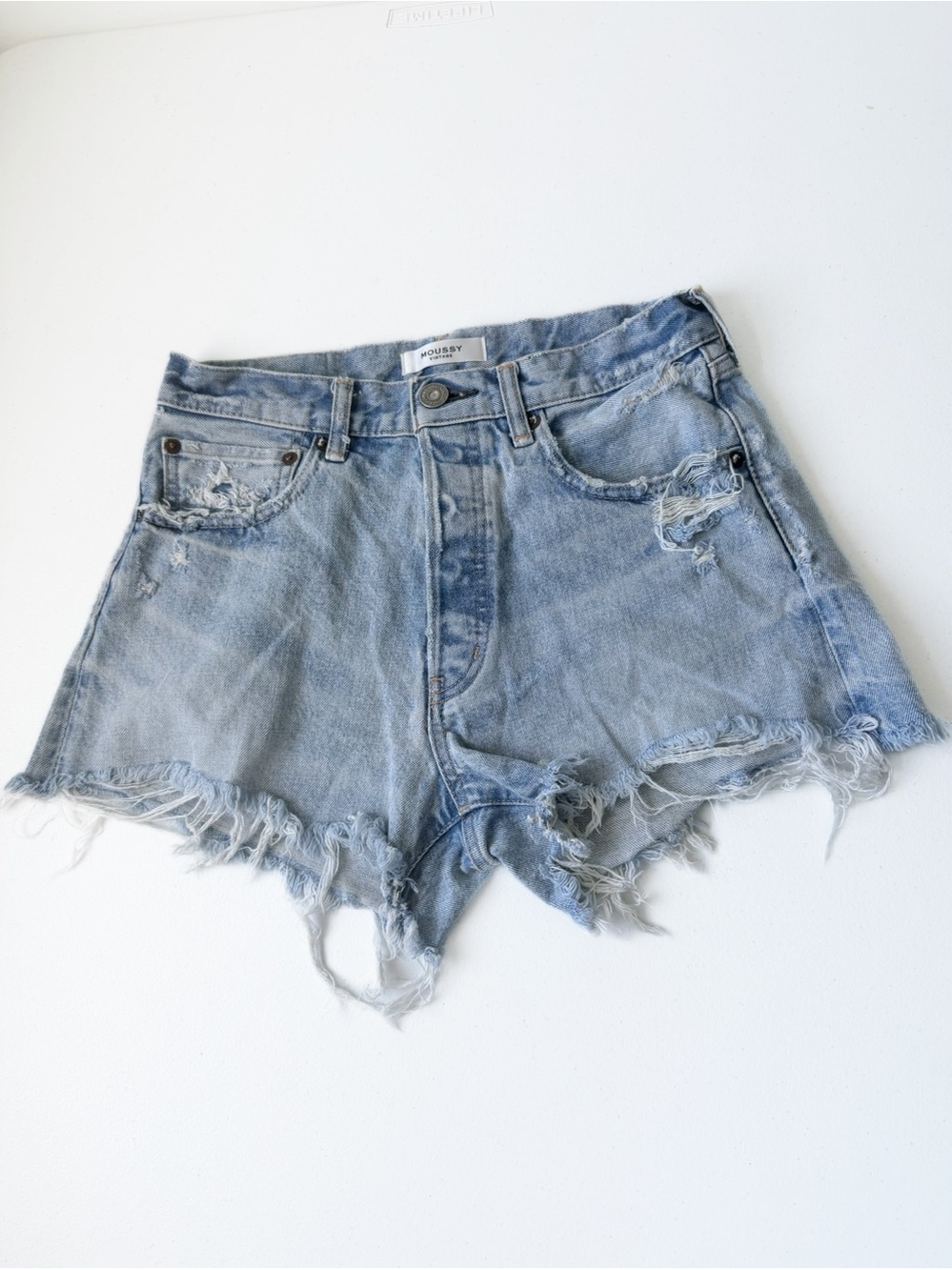 Moussy Vintage Distressed Frayed Cutoff HR Jean Shorts 025EAC11-2871 
Sz 26